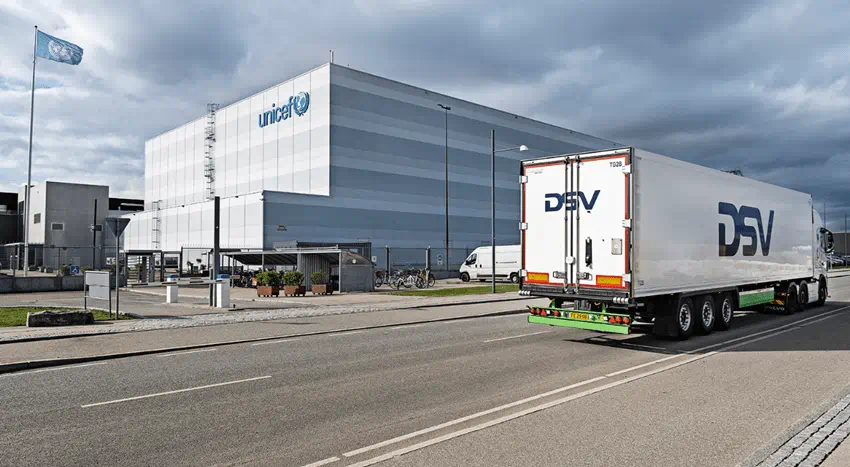 DSV logistics facility and truck.
