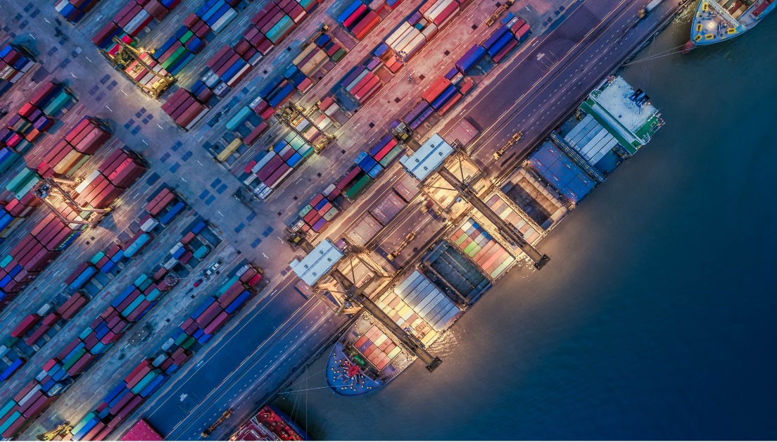 Aerial container terminal operated by Sinotrans.